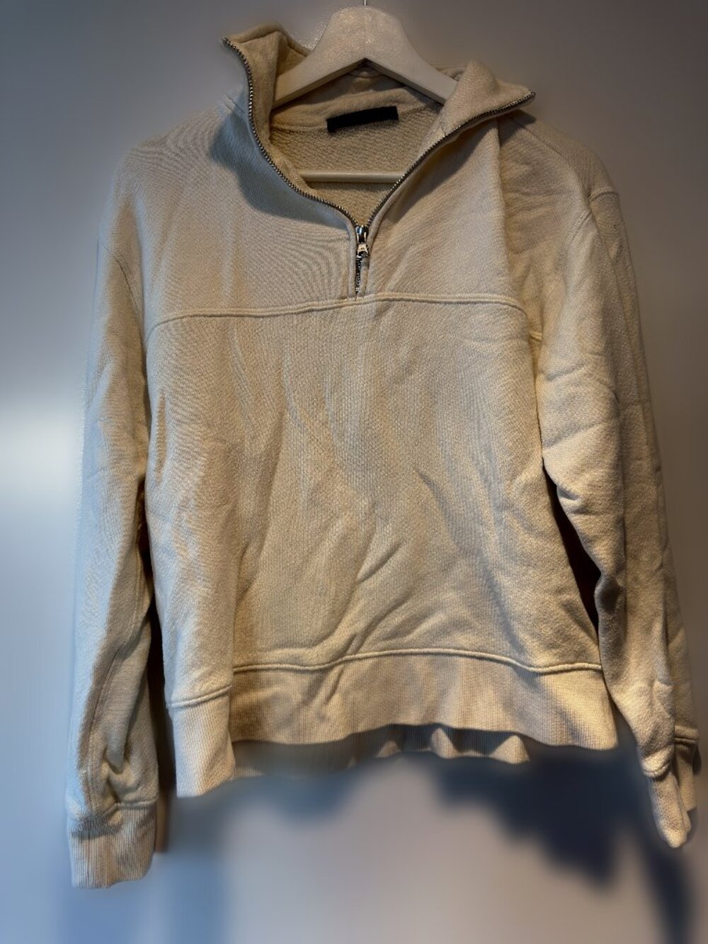 Jenni Kayne Ivory French Terry Half Zip Funnel Neck S
